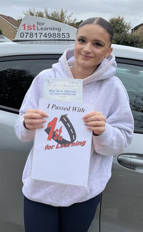 It was Lucia’s happy day as she kicked those nerves into touch as with just one single minor driver error she got her full licence at the first attempt. Now it’s all smiles as she heads off to tell everyone the good news of her new freedom.
See you out on the roads
Alan